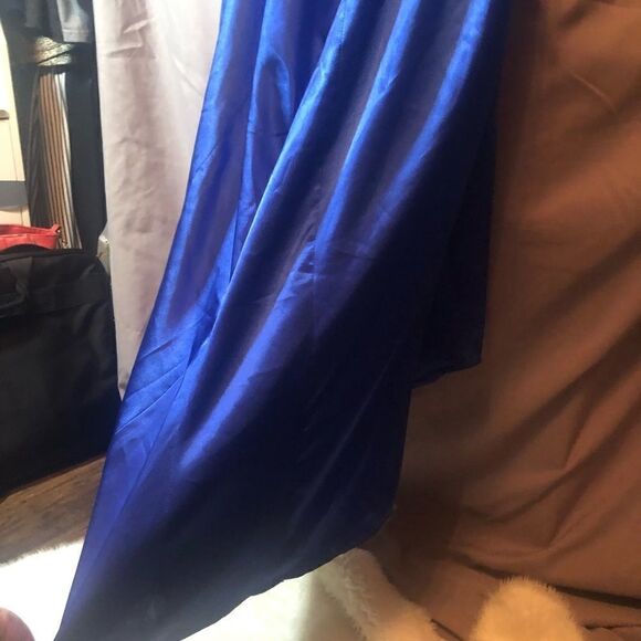 Precious formals blue halter side cut out backless dress w embellished beading. - Picture 10 of 12